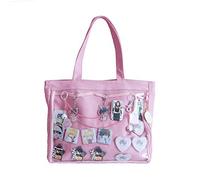 AlwaySky Ita Tote Bag Clear Window for Pins Shoulder Bag Handbag Bag DIY, Cosplay Stachel Tote, Pink, 1