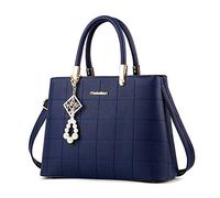 AlwaySky Women Fashion Handbag Designer Tote Purse Top Handle Bag with Beautiful Pendant, Dark-Blue