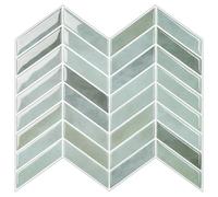 Alwayspon 10 Sheet 10inchx10inch Sage Green 3D Herringbone Vinyl Wall Tile Sticker Transfers, Peel and Stick Self-Adhesive Waterproof Splashback Stick on Tile Decals for Kitchen Bathroom Wall
