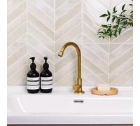 Alwayspon 10 Sheet 11.43x9inch Beige Herringbone 3D Vinyl Wall Tile Sticker Transfers, Peel and Stick Self-Adhesive Waterproof Splashback Stick on Tile Decals for Kitchen Bathroom Wall