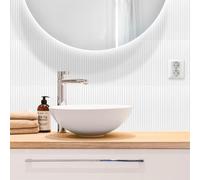 Alwayspon 10 Sheet 11''x 9inch White 3D Vinyl Wall Tile Sticker Transfers, Peel and Stick Self-Adhesive Waterproof Splashback Stick on Tile Decals for Kitchen Bathroom Wall