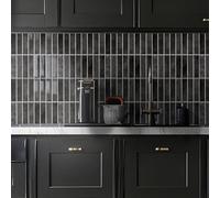 Alwayspon 10 Sheet 12''x12inch Black Subway 3D Self Adhesive Wall Tile Sticker Transfers, Peel and Stick Self Adhesive Waterproof Splashback Stick on Tile Decals for Kitchen Bathroom Wall