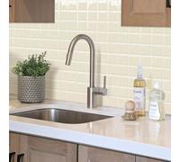 Alwayspon 10 Sheet Beige 3D Vinyl Wall Tile Sticker Transfers, Thicken Peel and Stick Self-Adhesive Waterproof Splashback Stick on Tile Decals for Kitchen Bathroom Wall, 10inchx10inch
