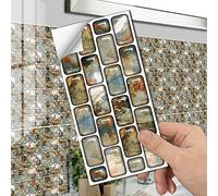 Alwayspon 10Pcs 20cmx10cm/8inchx4inch Wall Tile Transfers Sticker, Peel and Stick Self-Adhesive Backsplash, Tile Decals for Living Room Kitchen Bathroom Wall Decor, Glass Mosaic Effect
