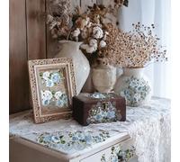 Alwayspon 12 Decals Vintage Florals Decor UV Rub on Transfers, Peel and Stick Transfer Stickers for Wood Crafts Furniture Dressers Scrapbooking Home Decorations, Blue White Flowers