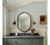 Alwayspon 12PcsX20cm/8inch Retro Gray Green Tile Sticker, Self Adhesive Stick on Tiles Transfer Sticker for Bathroom Kitchen, Splashback for Cooker, Peel and Stick Adhesive Vinyl Wall Tiles Sticker