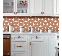 Alwayspon 12PcsX20cmX20cm Vinyl Floor Wall Tile Sticker Transfer, Non-slip Sticky Back Tile Decals for Kitchen Bathroom Self-adhesive Peel and Stick PVC Stick on Tile, Brick Red and White Boho