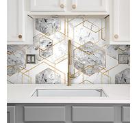 Alwayspon 12PcsX20cmX20cm Vinyl Floor Wall Tile Sticker Transfer, Non-slip Sticky Back Tile Decals for Kitchen Bathroom Self-adhesive Peel and Stick PVC Stick on Tile, White Marble Effect