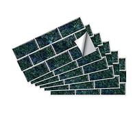Alwayspon 12Pcsx30cmx15cm/12inchx6inch, Green Crystal Marble Tile Sticker, Peel and Stick Backsplash Wall Tiles Sticker for Kitchecn Bathroom, Self-Adhesive Vinyl Tile Transfers Stick on Tiles