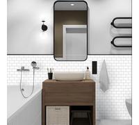 Alwayspon 20 Sheet White Brick 3D Vinyl Wall Tile Sticker Transfers, Peel and Stick Self-Adhesive Waterproof Splashback Stick on Tile Decals for Kitchen Bathroom Wall