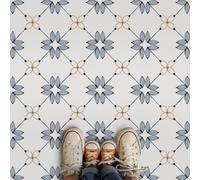 Alwayspon 20cm/8inch 20Pcs Self Adhesive Vinyl Floor Tile Sticker, Peel and Stick Waterproof Non-Slip Flooring Tile Sticker for Bathroom Kitchen Bedroom Floor Wall, Watercolor Yellow Blue