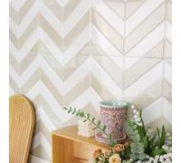 Alwayspon 23x29cmx10Pcs 3D Vinyl Splashback Tiles, Peel and Stick Self Adhesive Wall Tile Stickers Stick on Tiles for Kitchen Bathroom Wall, Cream White Light Beige