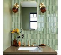 Alwayspon 23x29cmx10Pcs Pale Green Vinyl Splashback Tiles, Peel and Stick Self Adhesive Wall Tile Stickers Stick on Tiles for Kitchen Bathroom Wall