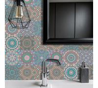 Alwayspon 24Pcs 10x10cm Retro Vinyl Wall Tile Transfer Stickers, Peel and Stick Waterproof Splashback Self-Adhesive PVC Sticker Stick on Tile for Kitchen Bathroom Decor, Vintage Blue
