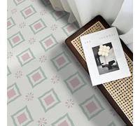 Alwayspon 24Pcs 7.87x7.87inch Pink and Green Waterproof Non-Slip Floor Tiles Decal for Kitchen Bathroom Living Room, Vinyl Flooring Self-Adhesive Peel and Stick Vinyl Sticker.