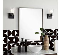Alwayspon 24PcsX20cm/8inch Vinyl Wall Tile Sticker Transfer, Waterproof Sticky Back Tile Sticker for Kitchen Bathroom Self-adhesive Peel and Stick PVC Stick on Tile, Black and White Boho