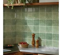 Alwayspon 25.4x25.4cmx10Pcs 3D Vinyl Wall Tile Sticker, Peel and Stick Self-Adhesive Waterproof Splashback Stick on Tile Decals for Kitchen Bathroom Wall, Sage Green