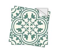 Alwayspon 25Pcs Tile Sticker, Green Moroccan Self Adhesive Stick on Tiles Transfer Sticker for Bathroom Kitchen, Splashback for Cooker, Peel and Stick Adhesive Vinyl Wall Tiles Sticker, 20cm/8inch