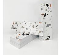 Alwayspon 27PcsX4inchX12inch White Brown Terrazzo Effect Vinyl Wall Tile Transfers Sticker, Peel and Stick Self-Adhesive Splashback, Foaming Stick On Tile Decals Sticker for Kitchen Bathroom Wall