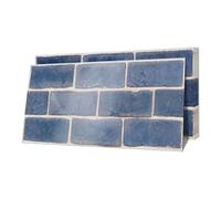 Alwayspon 30cmX15cmX12Pcs Blue Brick Effect Thick Vinyl Wall Tile Sticker, Tile Decals Backsplash for Kitchen Bathroom Self-Adhesive Peel and Stick Tile Transfer, Stick on Tile