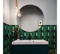 Alwayspon 30Pcs Peel&Stick Wall Tile Transfers Sticker, Self-Adhesive Waterproof PCV Splashback Tile Decals for Living Room Kitchen Bathroom Home Decor, 20X20cm, Green Gilding