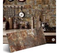 Alwayspon 32PcsX4inchX8inch Metal Rust Effect Vinyl Wall Tile Transfers Sticker, Peel and Stick Self-Adhesive Splashback, Foaming Sticky Back Stick On Tile Decals Sticker for Kitchen Bathroom Wall