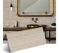 Alwayspon 32PcsX4inchX8inch Wood Effect Vinyl Wall Tile Transfers Sticker, Peel and Stick Self-Adhesive Splashback, Foaming Sticky Back Stick On Tile Decals Sticker for Kitchen Bathroom Wall