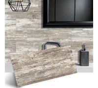 Alwayspon 32PcsX4inchX8inch Wood Effect Vinyl Wall Tile Transfers Sticker, Peel and Stick Self-Adhesive Splashback, Foaming Sticky Back Stick On Tile Decals Sticker for Kitchen Bathroom Wall