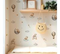 Alwayspon 38 Decals Cute Capybara Grey Moon Star Cloud Hot Air Balloon Art Wall Decals, Peel and Stick Wall Stickers for Living Nursery Kids Room Bedroom Wall Decor