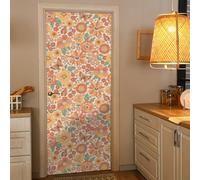 Alwayspon 38x200cmx2Pcs Self-Adhesive Door Mural Sticker, Vinyl Peel and Stick Waterproof Door Decals for Bedroom Bathroom Home Wall Decor, Orange Yellow Flower Butterfly