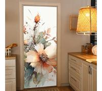 Alwayspon 38x200cmx2Pcs Self-Adhesive Door Mural Sticker, Vinyl Peel and Stick Waterproof Door Decals for Bedroom Bathroom Home Wall Decor, Pink White Watercolor Flowers