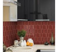 Alwayspon 7.9x10inch/20×25cm×10Pcs Red Marble Style 3D Vinyl Splashback Tiles, Self-adhesive Peel and Stick Wall Tile Stickers Stick on Subway Tiles for Kitchen Bathroom Decor