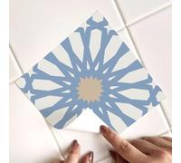 Alwayspon Floral Blue Self-Adhesive Vinyl Wall Tile Stickers, 25Pcs 20cm/8inch Peel and Stick on Tiles Transfer Waterproof Splashback for Kitchen Bathroom