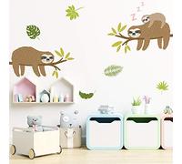 Alwayspon Kids/Girls Room Cute Sloths Wall Sticker, Removable Watercolor Wall Decals, Peel and Stick Wall Art Murals for Home Nursery Decoration Living Room Decor