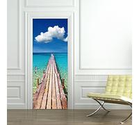 Alwayspon Modern Art 3D Door Mural Sticker, Peel and Stick Removable Vinyl Door Decals for Home Decor, 30.3x78.7(77x200cm), 2 Pcs Set (Dock)