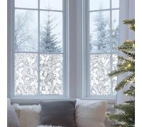 Alwayspon Non-Adhesive Pure White Christmas Elements Feather Berry Glass Window Film, Winter Christmas Art Style Removable Vinyl Static Window Cling Privacy Stickers, Anti UV Heat Control Glass Film