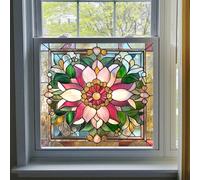 Alwayspon Non-Adhesive Stained Glass Rainbow Window Film, Art Nouveau Style Removable Vinyl Static Window Cling Privacy Stickers, Anti UV Heat Control Glass Film