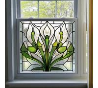 Alwayspon Non-Adhesive Stained Glass Rainbow Window Film, Art Nouveau Style Removable Vinyl Static Window Cling Privacy Stickers, Anti UV Heat Control Glass Film