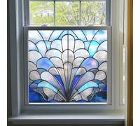 Alwayspon Non-Adhesive Stained Glass Rainbow Window Film, Art Nouveau Style Removable Vinyl Static Window Cling Privacy Stickers, Anti UV Heat Control Glass Film