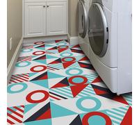 Alwayspon Peel and Stick Floor Tiles, 20cm/8inchx12Sheet Waterproof Removable Non-Slip Vinyl Plank Flooring Tile for Bathroom Kitchen Bedroom, Renter Friendly Floor Decor DIY, Blue Red Black