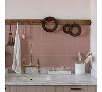 Alwayspon Pink Self-Adhesive Vinyl Floor Wall Tile Stickers, 10Pcs 15cm/6inch Peel and Stick on Tiles Transfer Vinyl Flooring Waterproof Splashback for Kitchen Bathroom