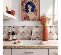 Alwayspon Pink Self-Adhesive Vinyl Floor Wall Tile Stickers, 10Pcs 15cm/6inch Peel and Stick on Tiles Transfer Vinyl Flooring Waterproof Splashback for Kitchen Bathroom