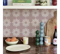 Alwayspon Pink Self-Adhesive Vinyl Floor Wall Tile Stickers, 10Pcs 20cm/8inch Peel and Stick on Tiles Transfer Vinyl Flooring Waterproof Splashback for Kitchen Bathroom