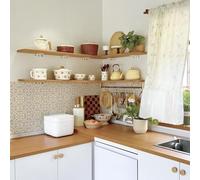 Alwayspon Pink Self-Adhesive Vinyl Floor Wall Tile Stickers, 25Pcs 15cm/6inch Peel and Stick on Tiles Transfer Vinyl Flooring Waterproof Splashback for Kitchen Bathroom