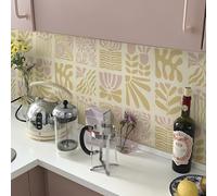 Alwayspon Pink Self-Adhesive Vinyl Floor Wall Tile Stickers, 25Pcs 15cm/6inch Peel and Stick on Tiles Transfer Vinyl Flooring Waterproof Splashback for Kitchen Bathroom