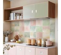 Alwayspon Self-Adhesive Vinyl Wall Tile Stickers, 25Pcs 15cm/6inch Peel and Stick on Tiles Transfer Vinyl Flooring Waterproof Splashback for Kitchen Bathroom, Watercolour