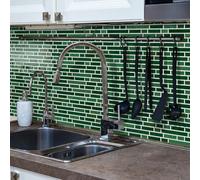 Alwayspon Tile Sticker, 12inch/30.5cm 10Pcs Emerald Green Marble Effect Self Adhesive Stick on Tiles Transfer for Bathroom Kitchen, Backsplash, Peel and Stick Vinyl Tiles Sticker