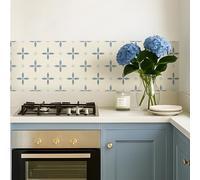 Alwayspon Tile Sticker, 15cm/6inch Blue Floral Self Adhesive Stick on Tiles Transfer Sticker for Bathroom Kitchen, Splashback, Peel and Stick Vinyl Floor Wall Tiles Sticker