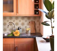 Alwayspon Tile Sticker, 15cm/6inch Brown Star Self Adhesive Stick on Tiles Transfer Sticker for Bathroom Kitchen, Splashback, Peel and Stick Vinyl Floor Wall Tiles Sticker