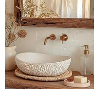 Alwayspon Tile Sticker, 20PcsX15cm/6inch Beige Self Adhesive Stick on Tiles Transfer Sticker for Bathroom Kitchen, Splashback, Peel and Stick Vinyl Floor Wall Tiles Sticker